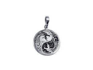 Pingente Medalha Dragão Chinês Yin Yang - Prata 925