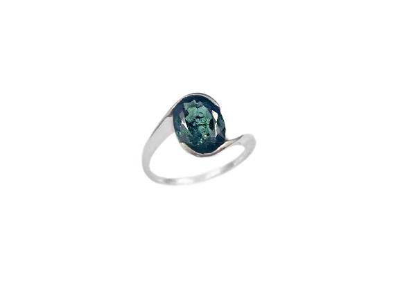 Anel Estilo Solitário Oval com Turmalina - Prata 925