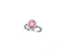 Carregar imagem no visualizador da galeria, Anel Turmalina Rosa Oval com Zircônia - Prata 925 com Ródio
