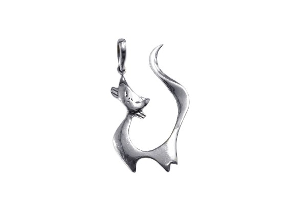 Pingente Gato em Movimento - Prata 925