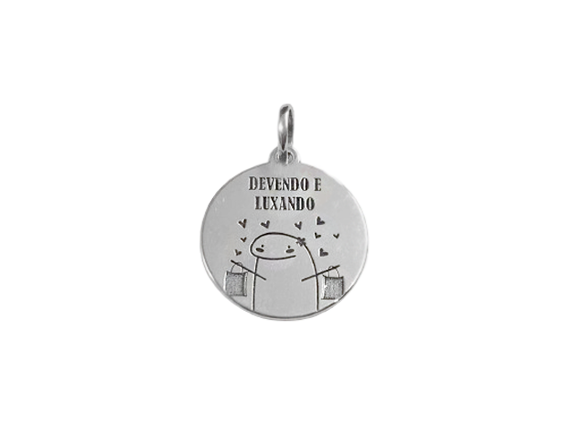 Pingente Medalha com Figurinha - Prata 925