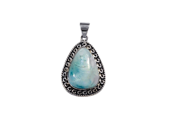 Pingente Gota Estilizada com Larimar - Prata 925
