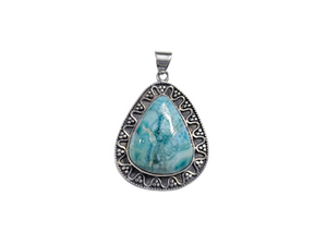 Pingente Gota Trabalhada com Larimar - Prata 925