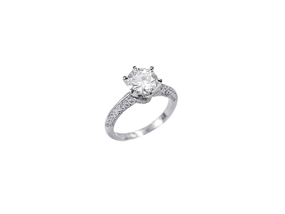 Anel Estilo Solitário com Moissanite - Prata 925 com Ródio