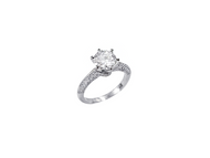 Anel Estilo Solitário com Moissanite - Prata 925 com Ródio