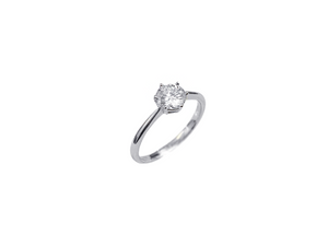 Anel Estilo solitário com Moissanite - Prata 925 com Ródio