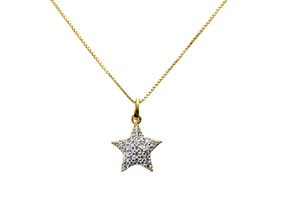 Colar Estrela do Mar com Zircônia - Prata 925 com Banho de Ouro18k
