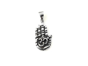 Pingente Mão de Hamsa Om Médio escurecido - Prata 925