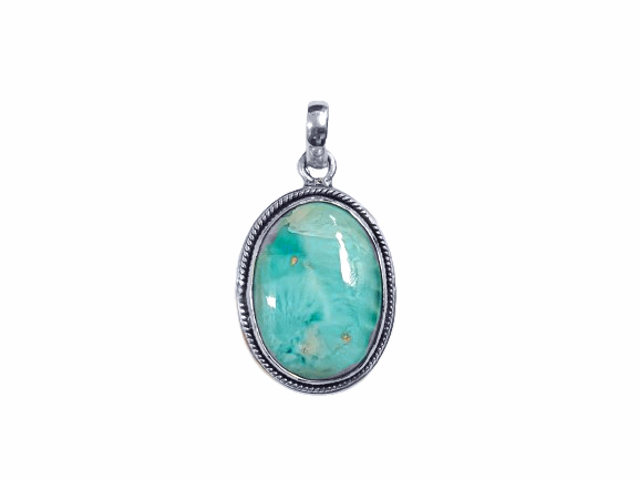 Pingente Oval Trabalhado com Larimar - Prata 925