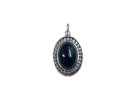 Pingente Oval Trabalhado com Ágata - Prata 925