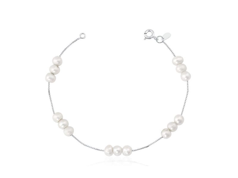 Pulseira 3 pérolas de água doce - Prata 925 com Ródio