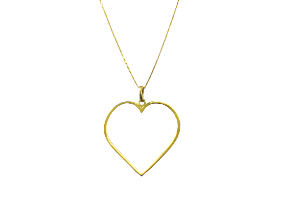 Colar Coração Grande Vazado - Ouro 18k