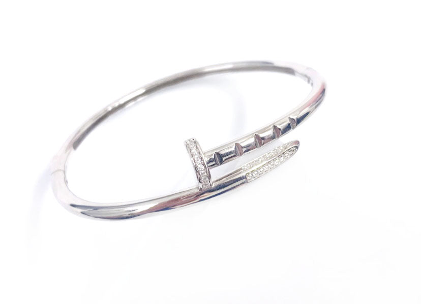 Pulseira Estilo Prego com Zircônias - Prata 925 com Ródio