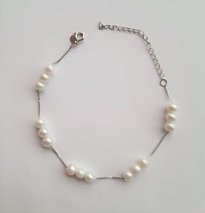 Pulseira 3 pérolas de água doce - Prata 925 com Ródio