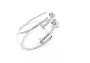 Brinco Argola Estilo Prego com Zircônia - Prata 925 com Ródio