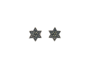 Brinco Estrela de Davi com Marcassitas - Prata 925