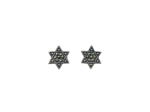 Brinco Estrela de Davi com Marcassitas - Prata 925