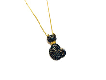 Carregar imagem no visualizador da galeria, Colar Gato com Zircônia Negra - Prata com Banho Ouro 18k

