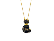 Carregar imagem no visualizador da galeria, Colar Gato com Zircônia Negra - Prata com Banho Ouro 18k
