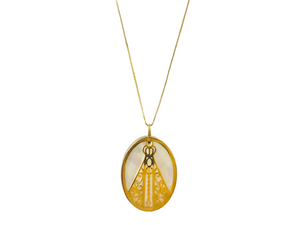 Colar Nossa Senhora Aparecida Vazada com Madrepérola - Ouro 18k