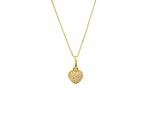 Colar Coração Pequeno com Zircônia - Ouro 18k