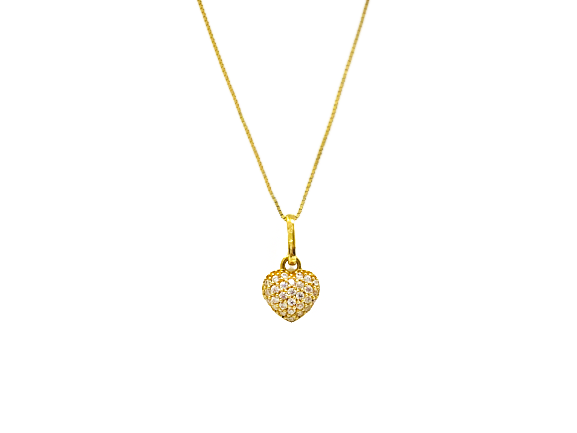 Colar Coração Pequeno com Zircônia - Ouro 18k