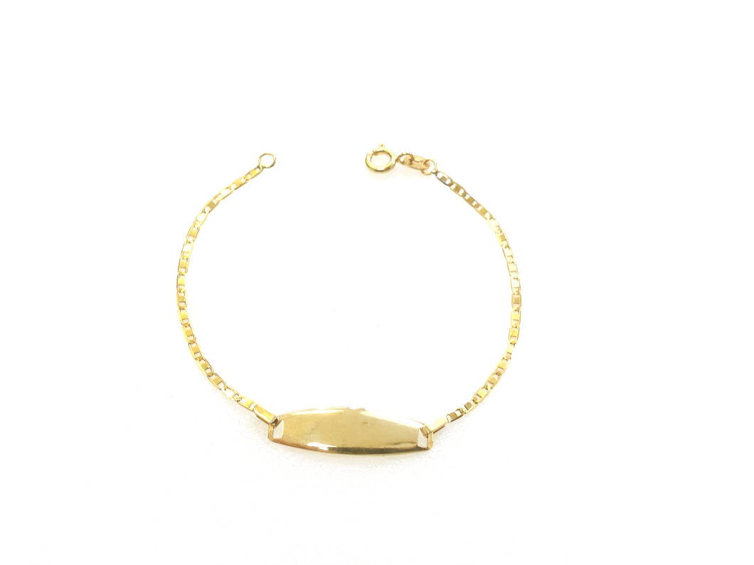 Pulseira Infantil Chapinha Navete - Ouro 18k