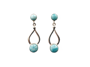Brinco Estilo Gota Vazado com Larimar - Prata 925