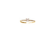 Anel Solitário 4mm com Zircônias Laterais - Ouro 18k