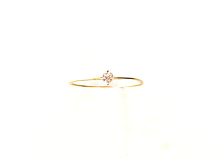Anel Solitário Zircônia 3mm Lateral Fina - Ouro 18k