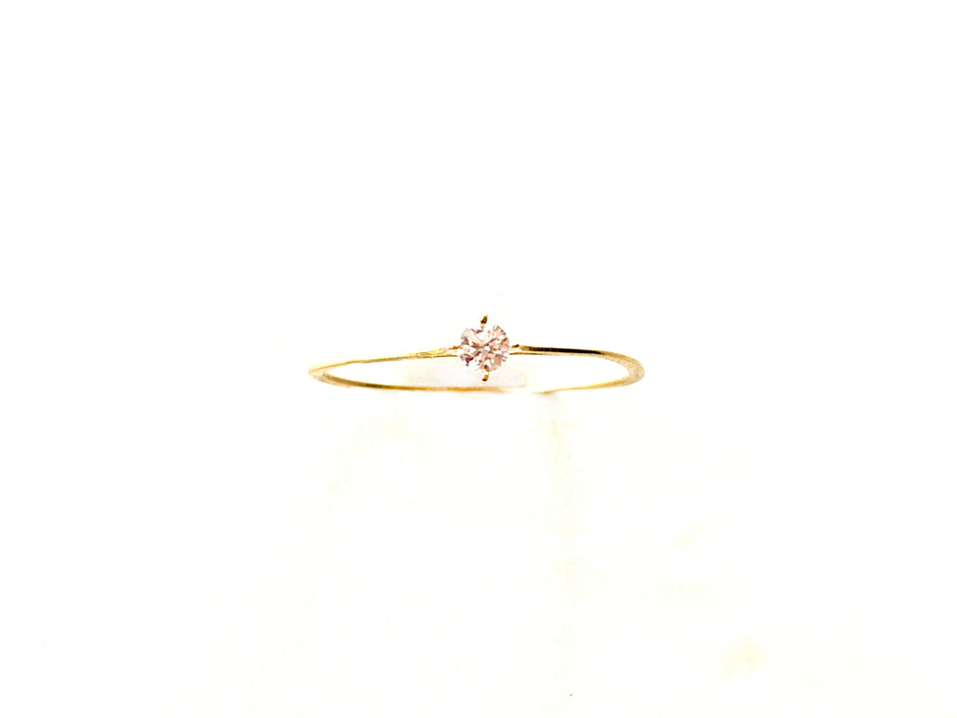 Anel Solitário Zircônia 3mm Lateral Fina - Ouro 18k