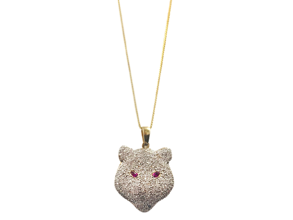 Colar Tigre com Zircônias Coloridas - Prata com Banho Ouro 18k