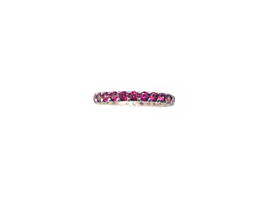 Anel Aro Inteiro com Zircônia Rosa - Prata 925