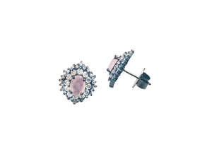 Brinco Estilizado com Cristal e Zircônia - Metal com Banho de Ródio Negro