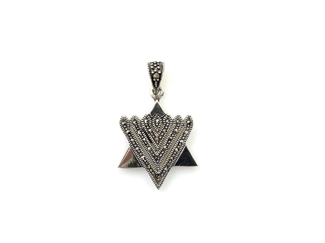 Pingente Marcassita Estrela De Davi Estilizada - Prata 925