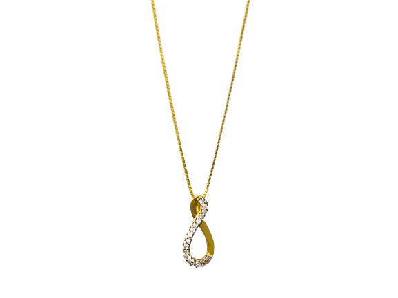 Colar Infinito Vazado com Zircônia - Prata com Banho Ouro 18k