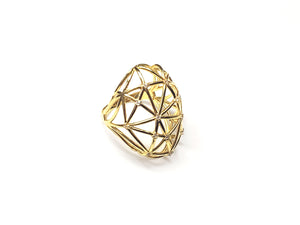 Anel Trabalhado Estilo Linhas com Zircônias - Prata com Banho Ouro 18k