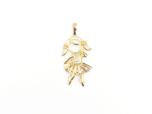 Pingente Menina Bailarina com Zircônia - Prata com Banho Ouro 18k