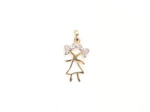 Pingente Menina com Zircônia - Prata com Banho Ouro 18k