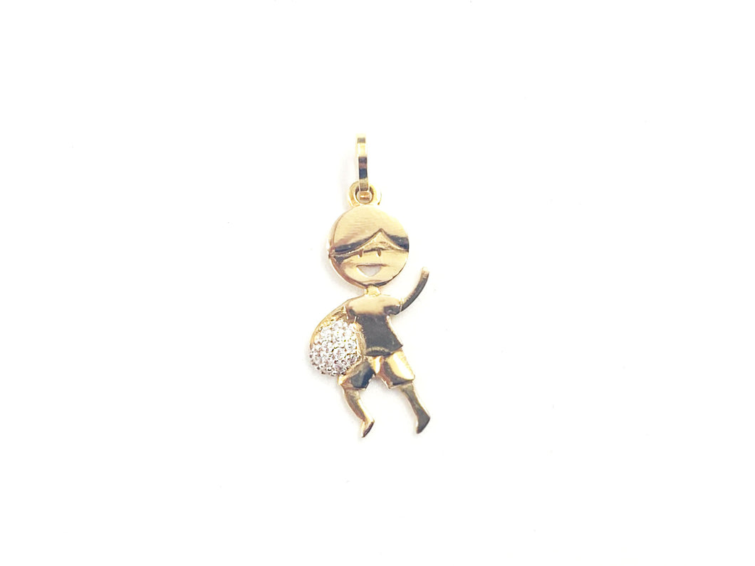 Pingente Menino com Zircônia - Prata com Banho Ouro 18k