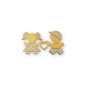 Pingente Casal Misto com Coração - Ouro 18k