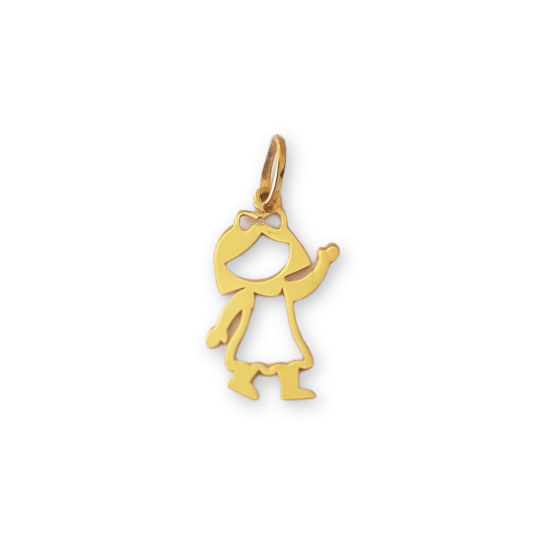 Pingente Menina Vazada Aceno - Ouro 18k