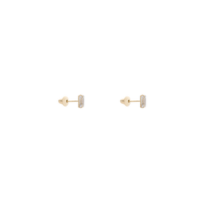 Brinco Infantil Zircônia Retangular 4mm - Ouro 18k