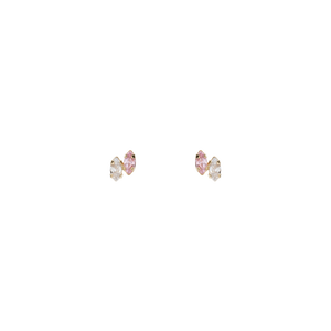 Brinco Infantil Duas Navetes Zircônia - Ouro 18k
