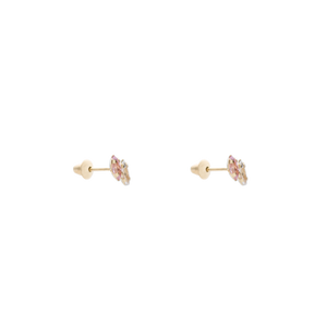 Brinco Infantil Duas Navetes Zircônia - Ouro 18k