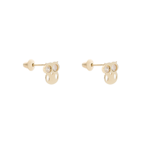 Brinco Infantil Coruja com Zircônia - Ouro 18k