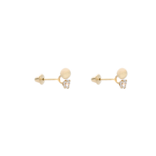 Carregar imagem no visualizador da galeria, Brinco Infantil Bolinha e Zircônia 3mm - Ouro 18k

