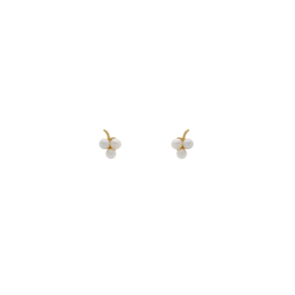 Brinco Infantil Três Pérolas - Ouro 18k