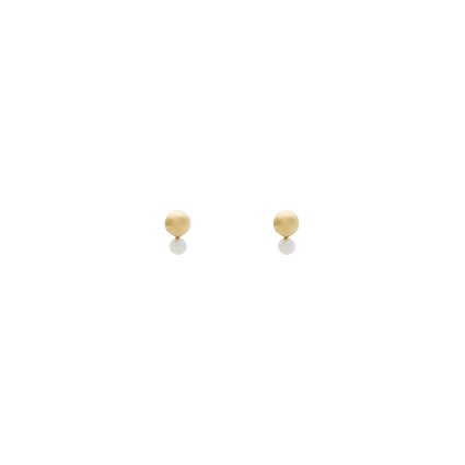 Brinco Infantil Meia Bola e Pérola - Ouro 18k