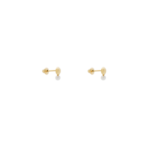 Brinco Infantil Meia Bola e Pérola - Ouro 18k